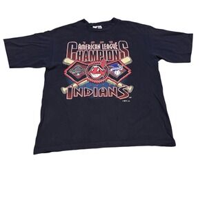 Logo Athletic Cleveland Indians 1995 AL Champions Graphic Tee Size Large Vtg 90s